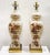 1970’s Pair Ginger Jar Lamps With Flower Motif. White, Deep Amber With Gold Accents on Brass Base For Sale - Image 12 of 13