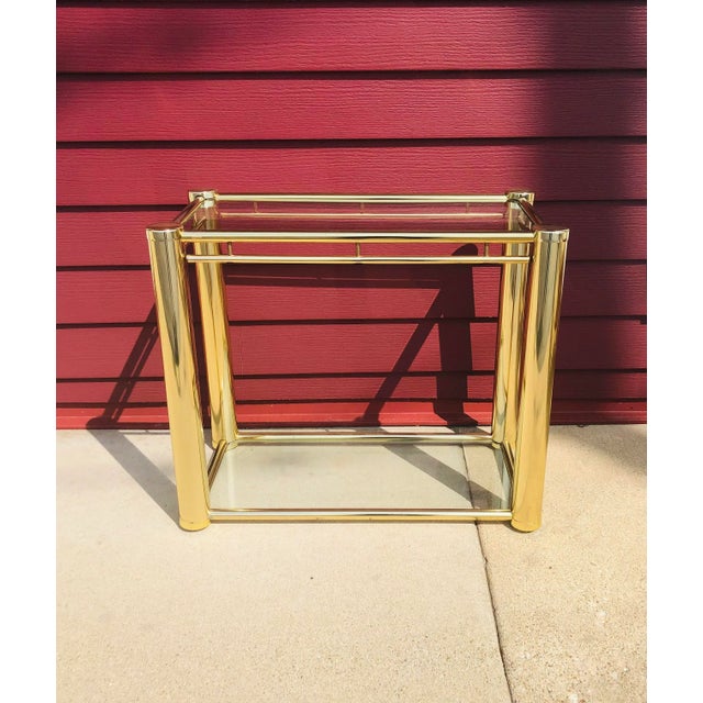 Vintage Milo Baughman Style Brass Console Table For Sale - Image 10 of 10