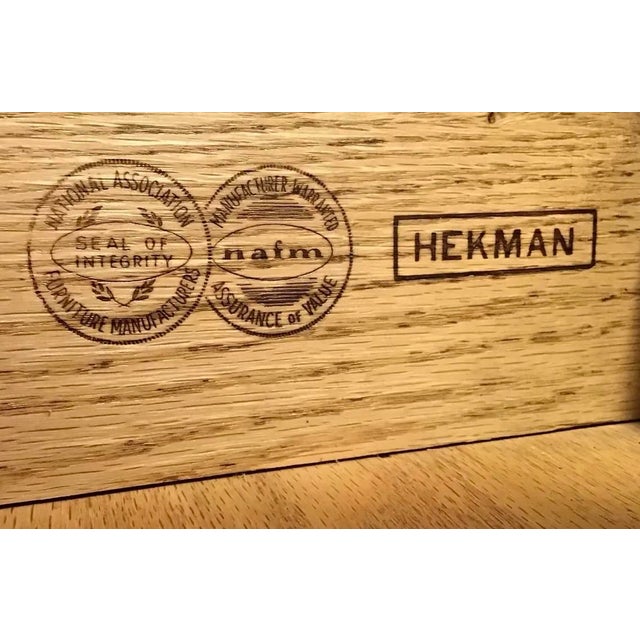 Pair of Hekman Furniture Two Tier Burl Maple Walnut End Tables, Mid-Century Modern For Sale - Image 10 of 11