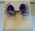 22 Ct Natural Amethyst & 3.60 Ct Pear shape Diamond Stud Earrings, 14KWG, A Pair For Sale - Image 10 of 18