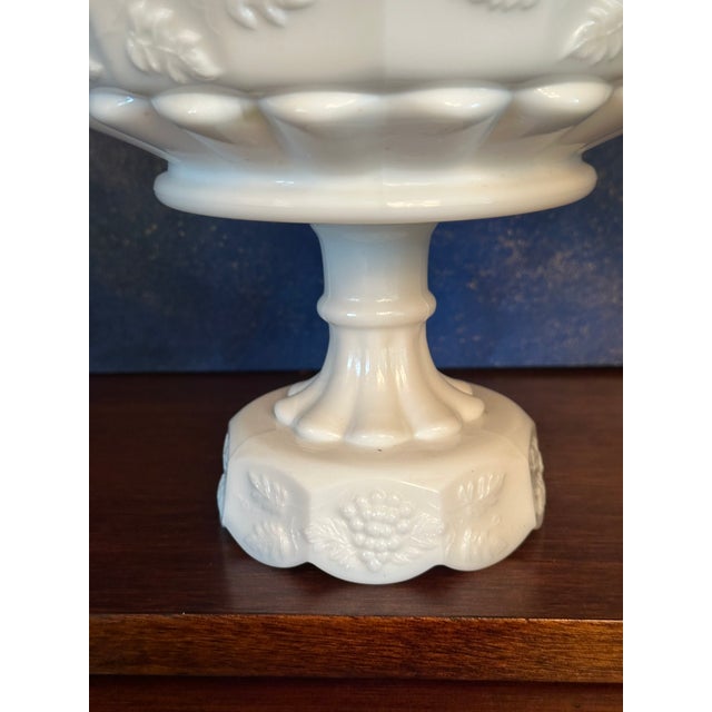 Glass Mid 20th Century Paneled Grape Skirted and Footed Compote Dish by Westmoreland Glass For Sale - Image 7 of 7