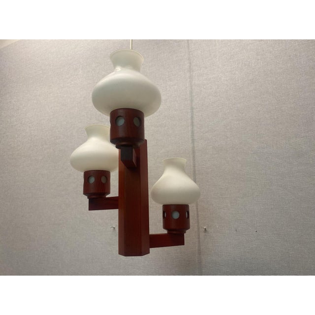 Vintage Danish Vitrika Chandelier in Wood and Glass, 1970s For Sale - Image 9 of 18