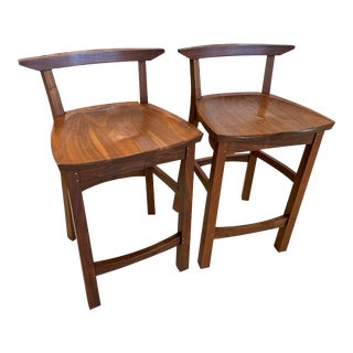 Thomas Moser Edo Walnut Counter Stools- a Pair For Sale