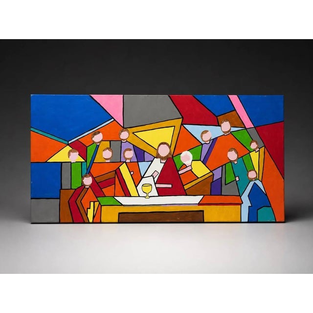 Abstract Large Colorful Geometric Abstract Canvas Art, 48” X 24” For Sale - Image 3 of 4