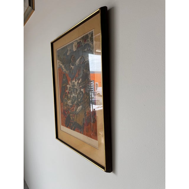 1970’s Vintage Theo Tobiasse Signed & Numbered Lithograph 121/135 – Wood Frame & Glass For Sale - Image 4 of 12