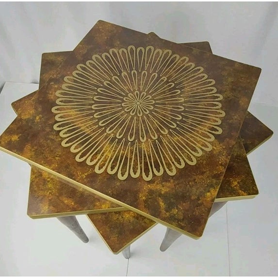 Mid-Century Modern Vintage Mid Century Modern Faux Marble Wood Formica Nesting Stacking Tables-Set of 3 For Sale - Image 3 of 3