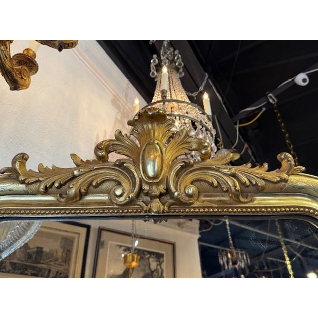19th Century Louis Philippe Gold Gilt Mirror With Crest For Sale - Image 4 of 6