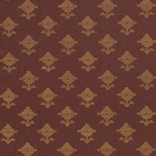 Schumacher Rubia Embroidery Fabric in Umber For Sale