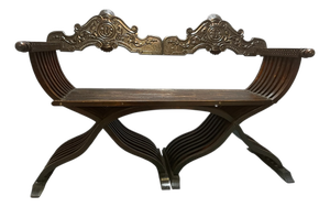 Renaissance Revival Carved Wooden Bench, 1890s