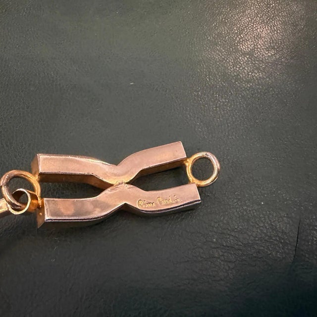 1980s Pierre Cardin Signed Gilt Metal French Bracelet For Sale - Image 10 of 12