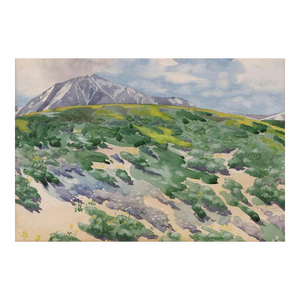 Antique 1912 High Desert Mountain Landscape Watercolor Painting