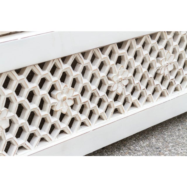 Antique White White Carved Floral Jali Daybed Sofa For Sale - Image 8 of 13