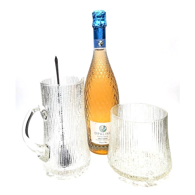 Glass Vintage Tapio Wirkkala "Ultima Thule" Glass Pitcher and Ice Bowl Bucket Designed for Iittala, Set of 2 Pieces For Sale - Image 7 of 10