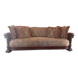 1940s Hand Carved Mahogany Sofa, Two Matching Chairs Available For Sale