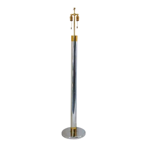 Vintage 1970s Mid-Century Italian Bicolor Chrome and Brass Tall Floor Lamp