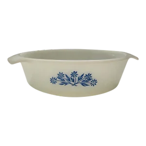 1960s Anchor Hocking Milk Glass Cornflower Blue Dish