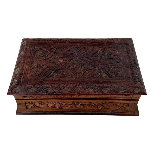 Hand Carved Hinged Box For Sale
