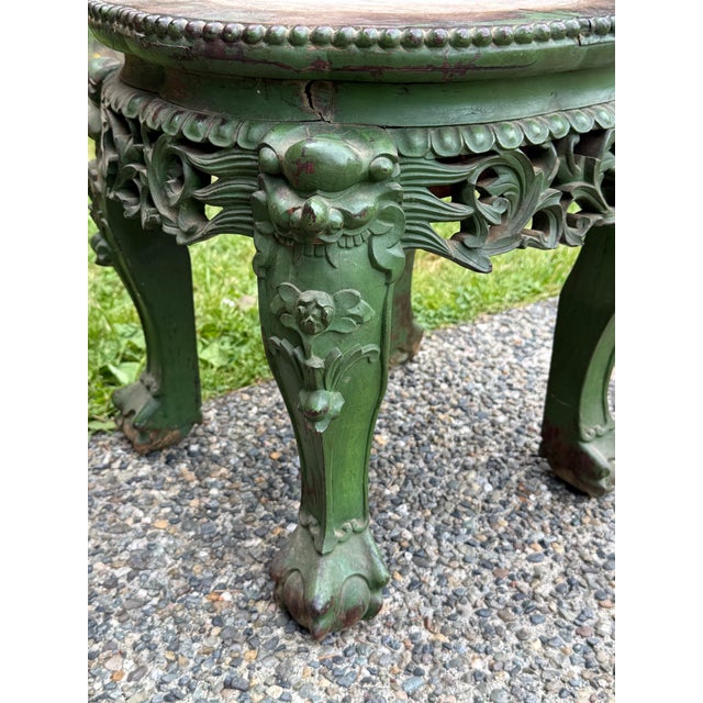 Late 19th Century Antique 19th Century Chinese Carved Hongmu Rosewood Marble Top Table Cut Down For Sale - Image 5 of 7
