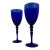 Vintage Cobalt Blue Art Glass Goblets With Optical Swirl & Gilded Accents – Set of 2 For Sale