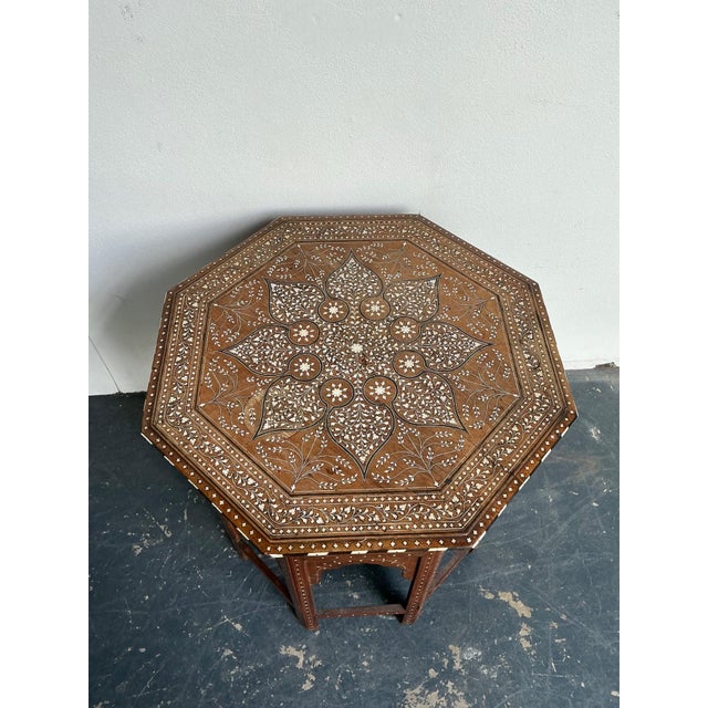 Mid 20th Century Vintage Octagonal Moroccan Inlay Side Table For Sale - Image 5 of 12
