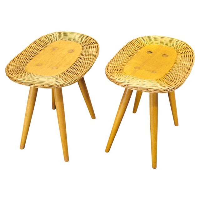 Rattan Side Tables by Jan Kalous for Uluv, 1970s, Set of 2 For Sale - Image 15 of 15