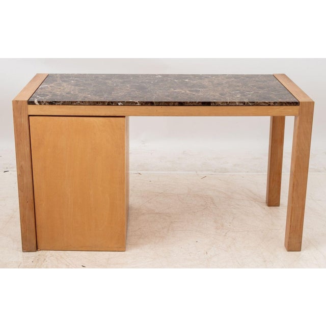 Architectural Brown Marble Top Beech Desk For Sale - Image 9 of 9