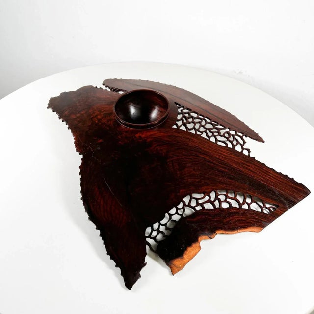 1970s Handcrafted Organic Rosewood Lattice Table Sculpture For Sale - Image 11 of 16