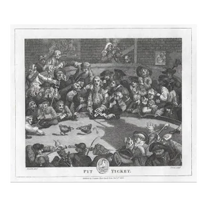 19th Century William Hogarth Pit Ticket Satirical Engraving