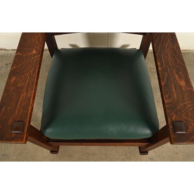 Brown Gustav Stickley Antique Mission Oak Arts & Crafts Rocking Chair | Circa 1910 For Sale - Image 8 of 13