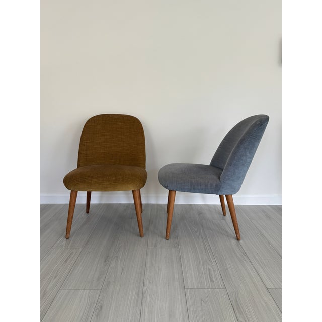 1960s Vintage 1950s Mid Century Modern Upholstered Accent Chairs - Set of 2 For Sale - Image 5 of 7