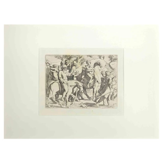 Giovanni Lanfranco, Genesis 31, Old Testament Story, Etching, 1600s For Sale