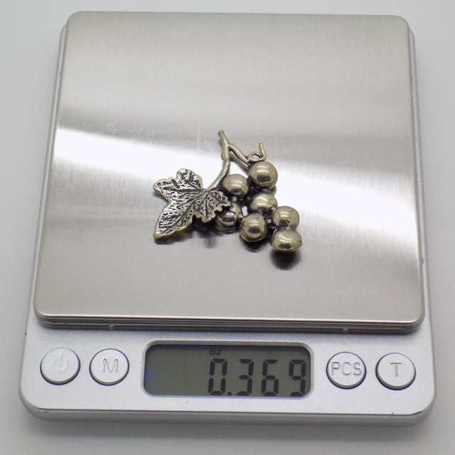 Vintage Italian Handmade Genuine Silver Grapes Flat Miniature Figurine For Sale - Image 9 of 12