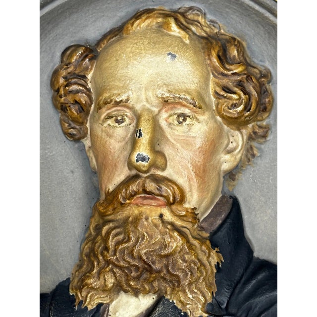 Metal Traditional British Victorian 19th Century Gilt Bronze Charles Dickens Portrait Wall Sculpture For Sale - Image 7 of 12