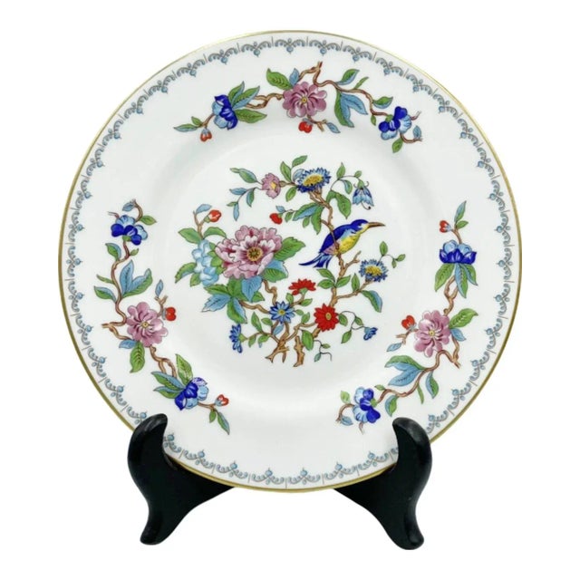 1980s Aynsley Pembroke Floral & Bird Bread & Butter Plate For Sale - Image 12 of 12