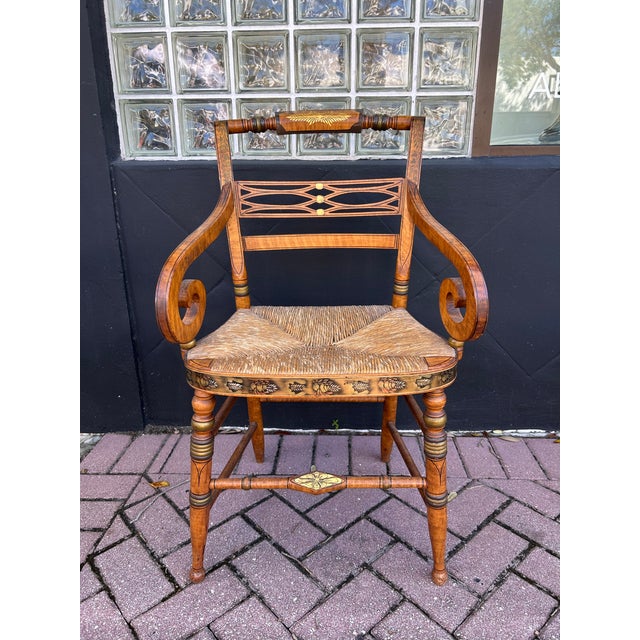 Set of Eight Antique Hitchcock Style Dining Chairs. For Sale - Image 4 of 12