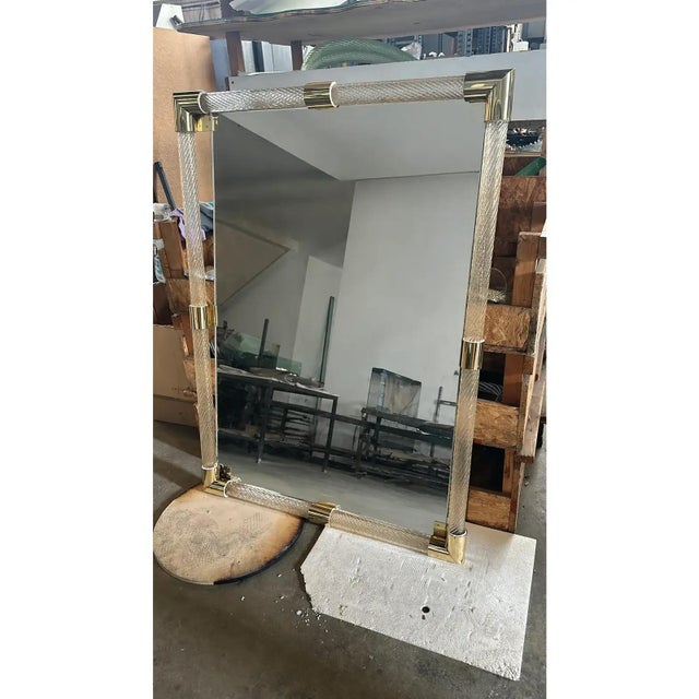 Contemporary Monumental Italian Venetian Torchon Murano Glass Wall Mirror by Simoeng for Simoeng For Sale - Image 3 of 4