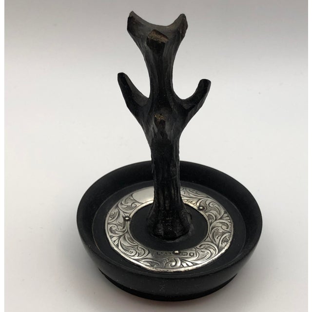 Ring Tree Edwardian English Ebony & Sterling; Ca 1916 Hallmark- No Monogram For Sale - Image 4 of 12