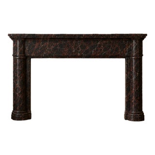 Antique Neoclassical Marble Fireplace Mantel Surround c.1818 Red & Black Stone Architectural Salvage For Sale
