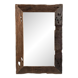 Rustic Vintage Railway Wood Wall Mirror