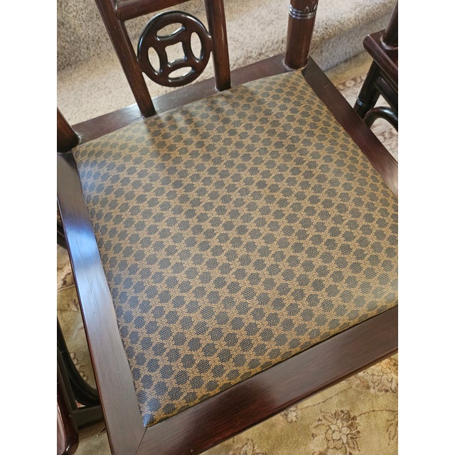 Vintage Set of Five Chinoiserie Inlaid Back Dining Side Chairs For Sale - Image 15 of 15