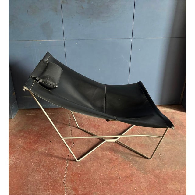 Black Leather and Steel 501 model "Semana" Chair by David Weeks for Habitat UK, 1990. Unmarked. I have official proof of...