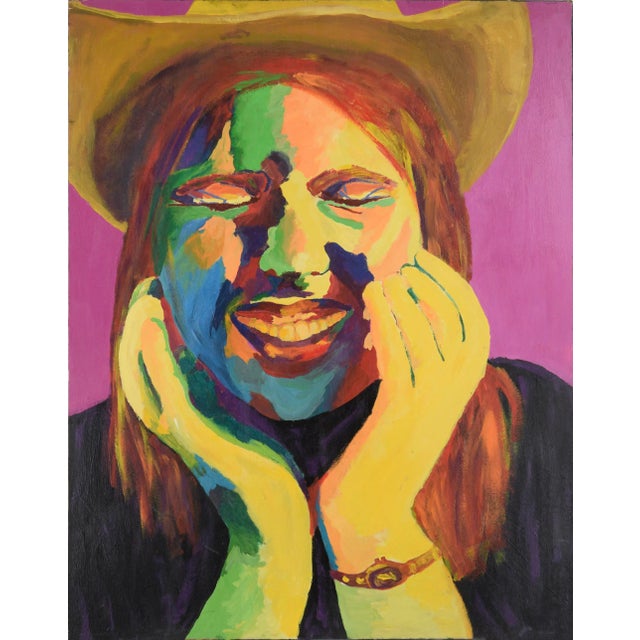"Laughing Woman" Contemporary Fauvist Portrait Acrylic Painting by Chelsea Frost For Sale