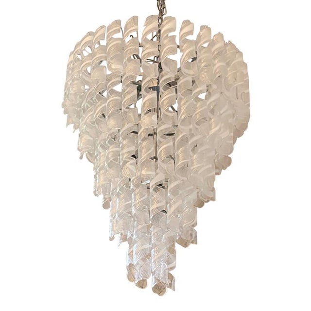 Transparent and White Ricci Murano Glass Chandelier by Simoeng For Sale - Image 11 of 11