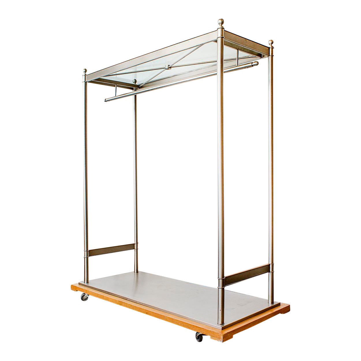 Plated and Glass Clothes Rack on Wood Base Chairish