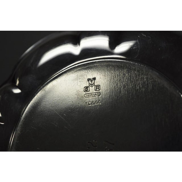 Vintage Gorham Yc 644 Engraved Silver Plated Small Scalloped Serving Dish For Sale - Image 11 of 13