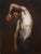 This oil painting features a solitary figure in a moment of introspection, with the subject's muscular form elegantly...