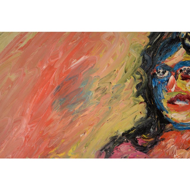 Contemporary Middle of a Read - Original Abstract Expressionist Outsider Art on Canvas by Harald Dry Schmidt For Sale - Image 3 of 8
