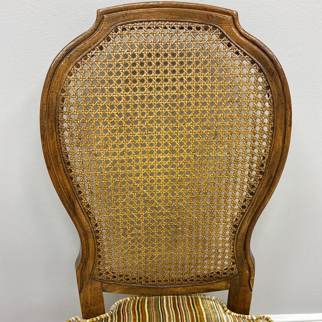 1980’s Drexel came back chair with original striped upholstery in excellent condition