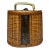 Coastal Rattan Embossed Black Metal and Wood Basket For Sale