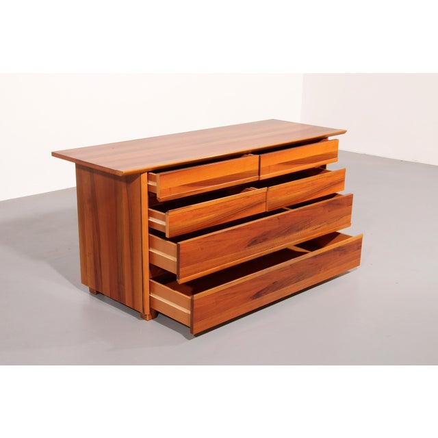 Italian Architectural Chest of Drawers in Walnut, 1970 For Sale - Image 6 of 12
